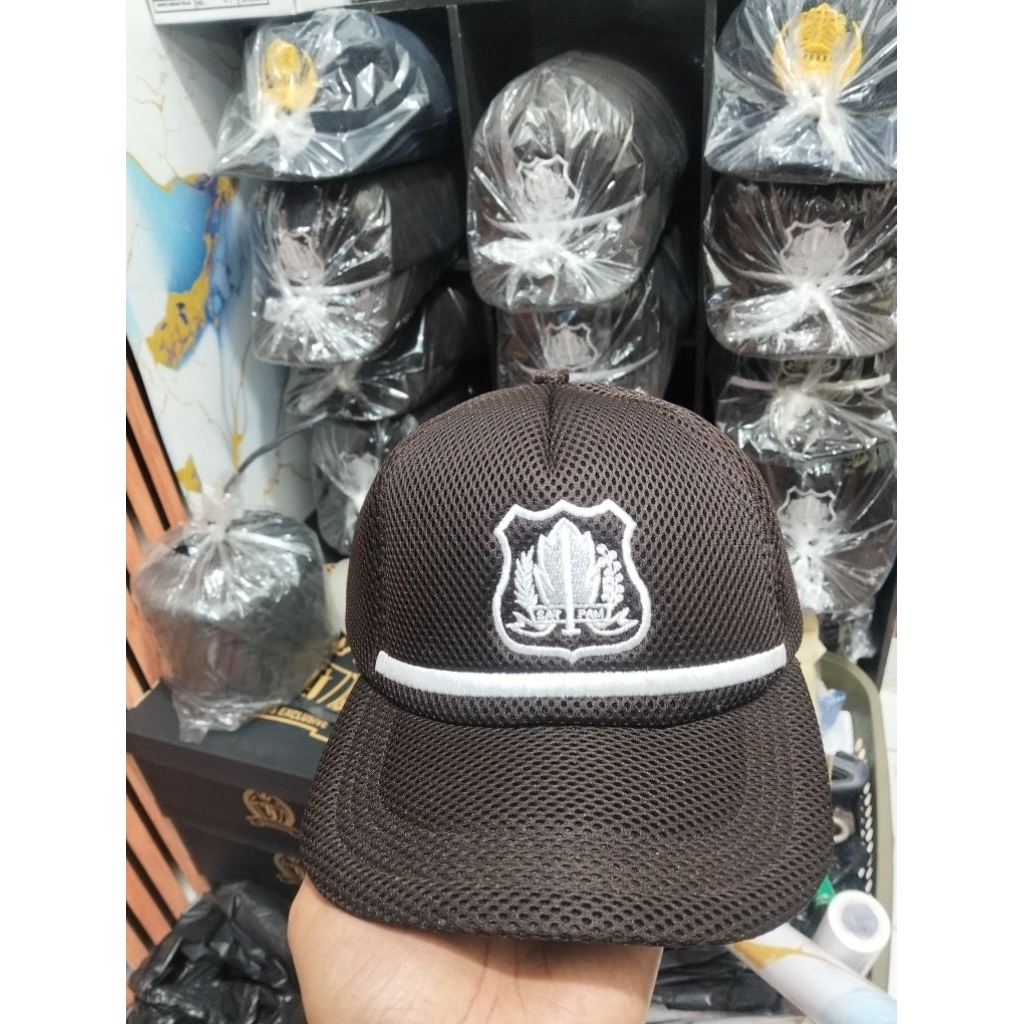 topi satpam terbaru/topi satpam coklat/topi satpam jaring dobelmes/topi security/topi satpam logo li