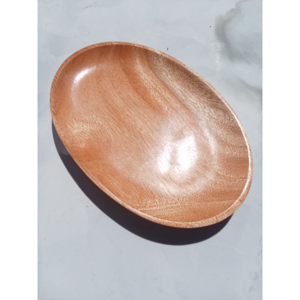 nampan kayu oval/piring oval kayu mahoni