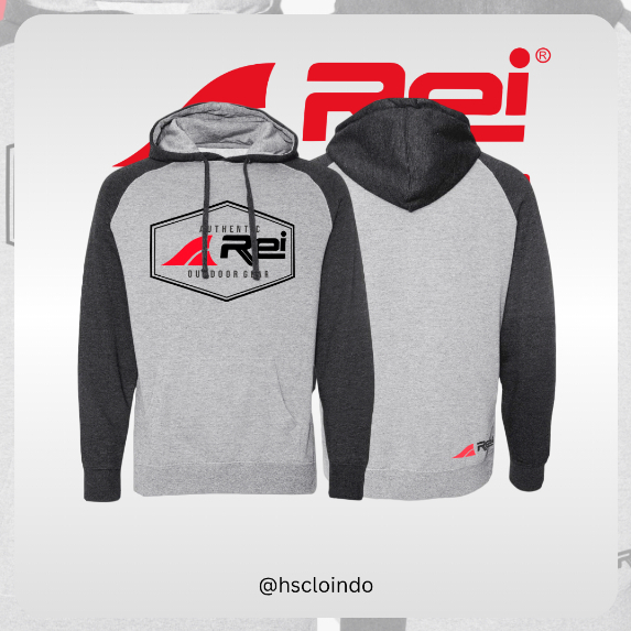 Jaket Gunung XS-5XL AREI Adventure Outdoor Gear Hoodie Jumper REI Raglan Bahan Katun Fleece Abu Mist