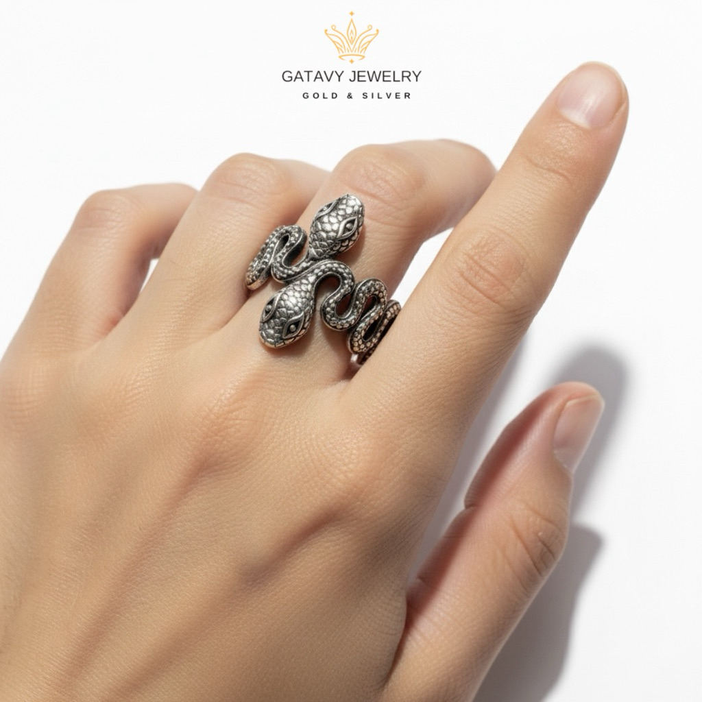Cincin Perak Asli 925 Motif Ular