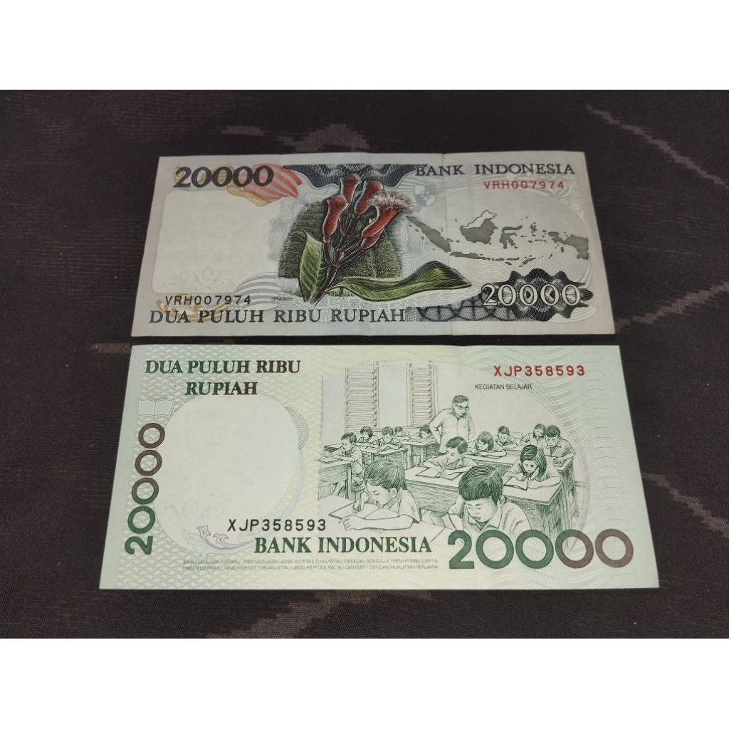 paket murah uang kertas kuno 20 rb cendrawasih dan 20 rb Ki hadjar Dewantara