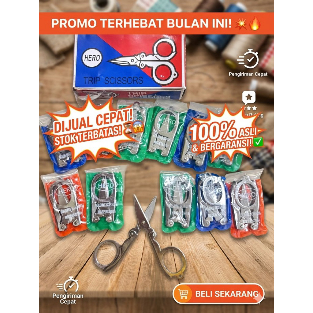 Grosir 1Box / 12 Pcs Gunting Lipat Besar || Gunting Besi Lipat || Trip Sciscors