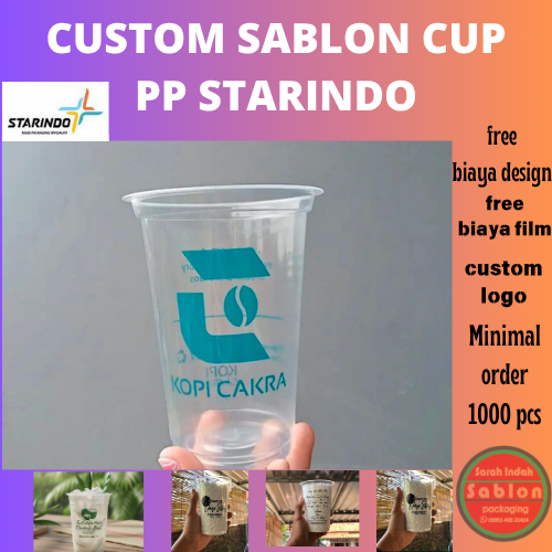 Sablon gelas Cup STARINDO 12 oz dan 14 oz DATAR 7gr