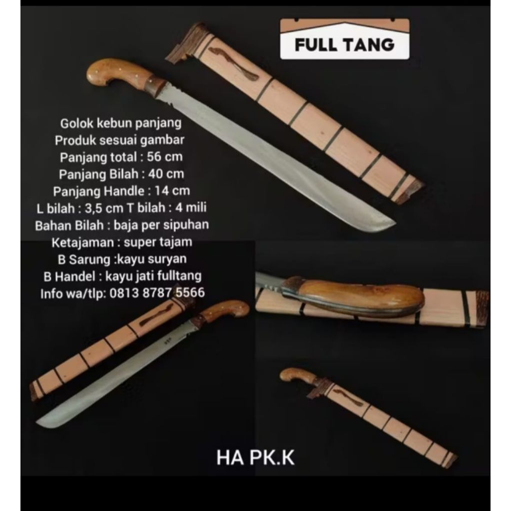 Golok tebas bambu dan kayu handel fulltank panjang 50 cm golok cibatu baja per