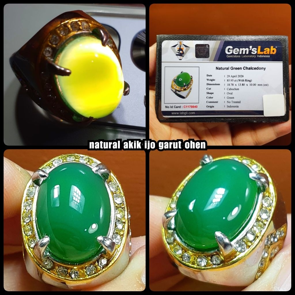 batu akik ijo garut ohen jumbo kristal + memo lab ya