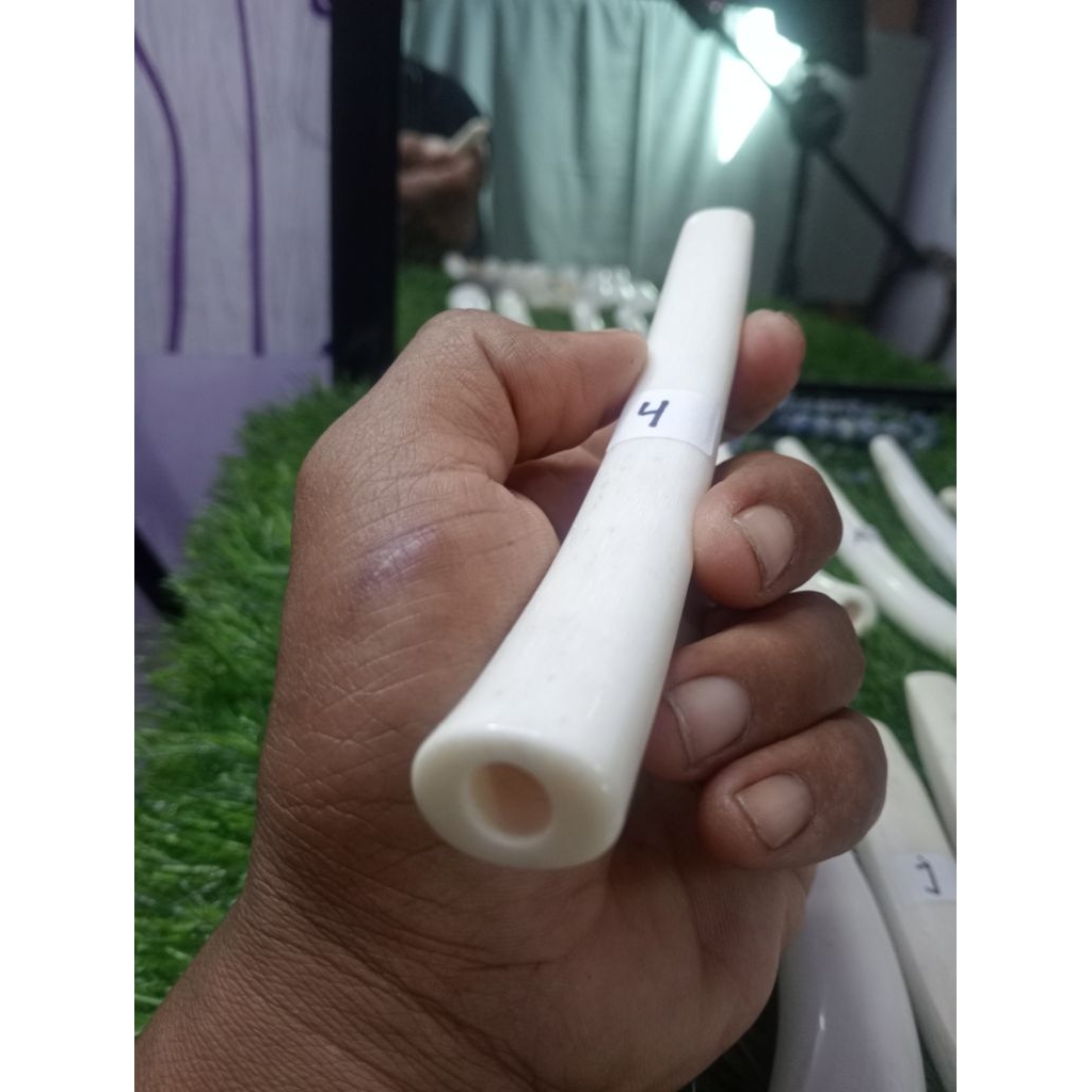 Once Pipa Rokok Tulang Duyung Asli - Natural White, Panjang 12cm