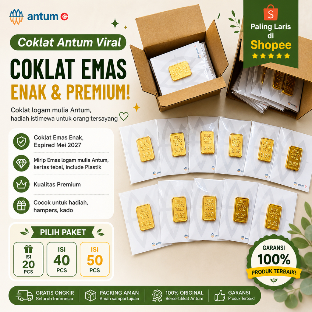 [COKLAT ANTUM PAKET ISI 20 / 40 / 50] Coklat Antum Emas Hadiah Resign Bingkisan Resign Kantor Cokela