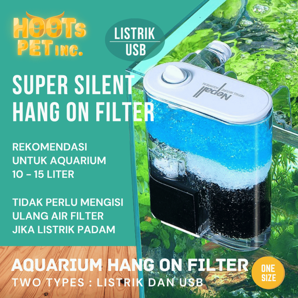 Filter Gantung Mini USB Listrik External Aquarium Ikan Pompa Hanging Hang On Hangon Air Akuarium Aqu