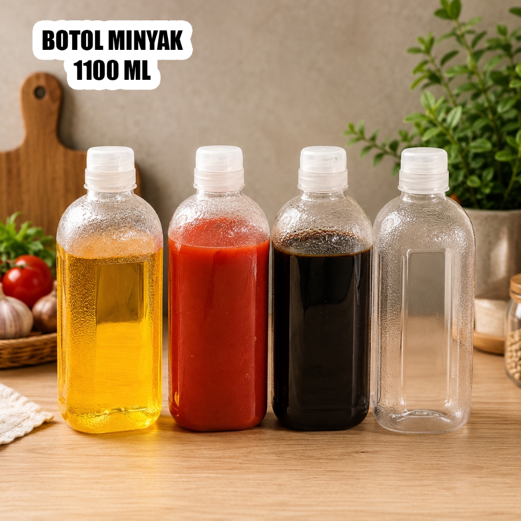 (ZZ) BOTOL MINYAK ANTI TUMPAH 1100ml Tempat Sabun Cair botol Shampoo Body Lotion Refill Travel Plast