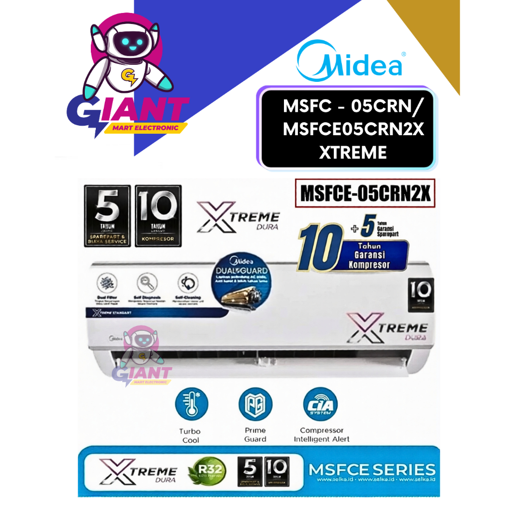 AC MIDEA 1/2 PK MSFC05CRN/MSFCE05CRN2X / MSFC-05CRN/MSFC-E05CRN2X XTREME LOW WATT