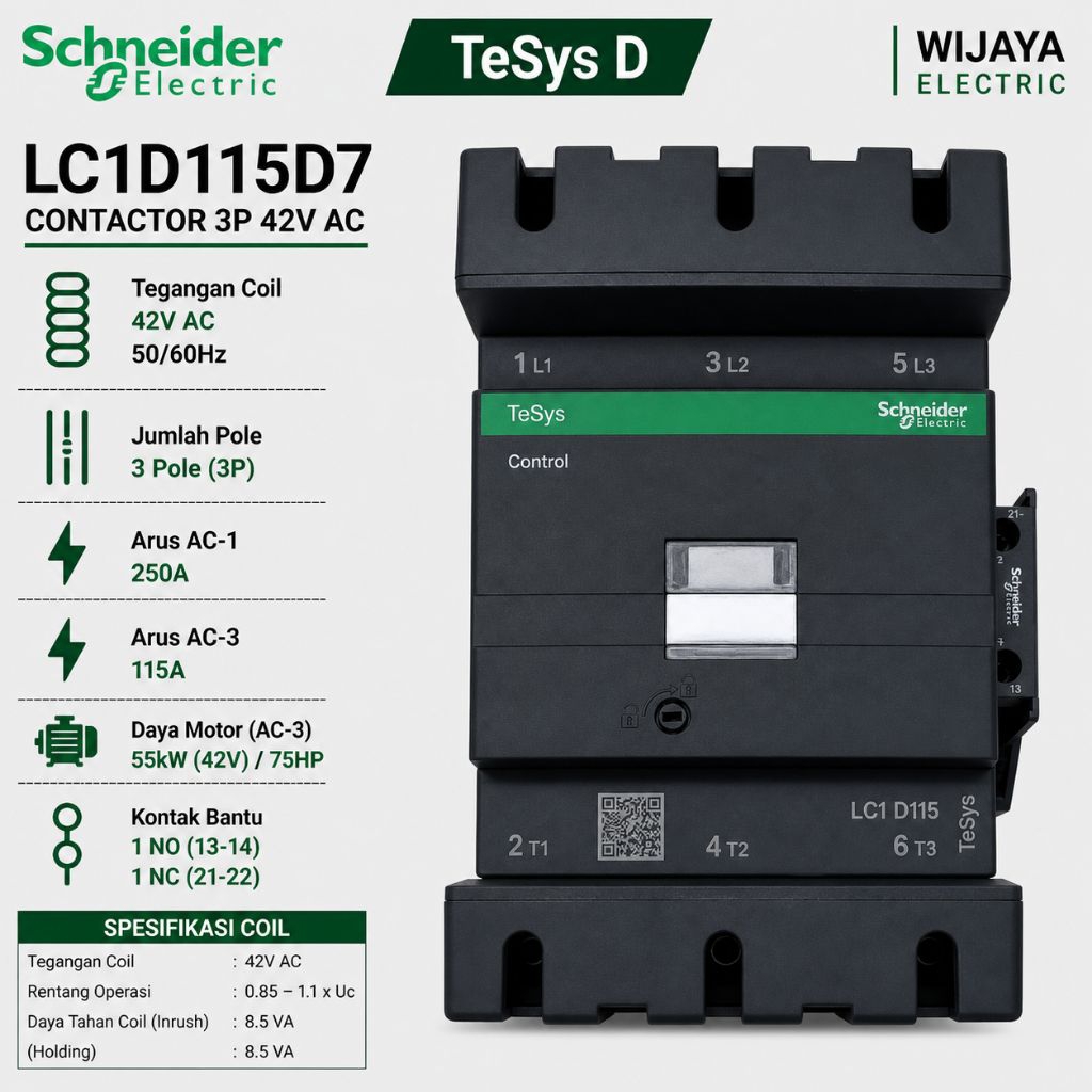 contactor kontaktor Schneider LC1D115D7 LC1D115 42vac 3phase 115a original Schneider