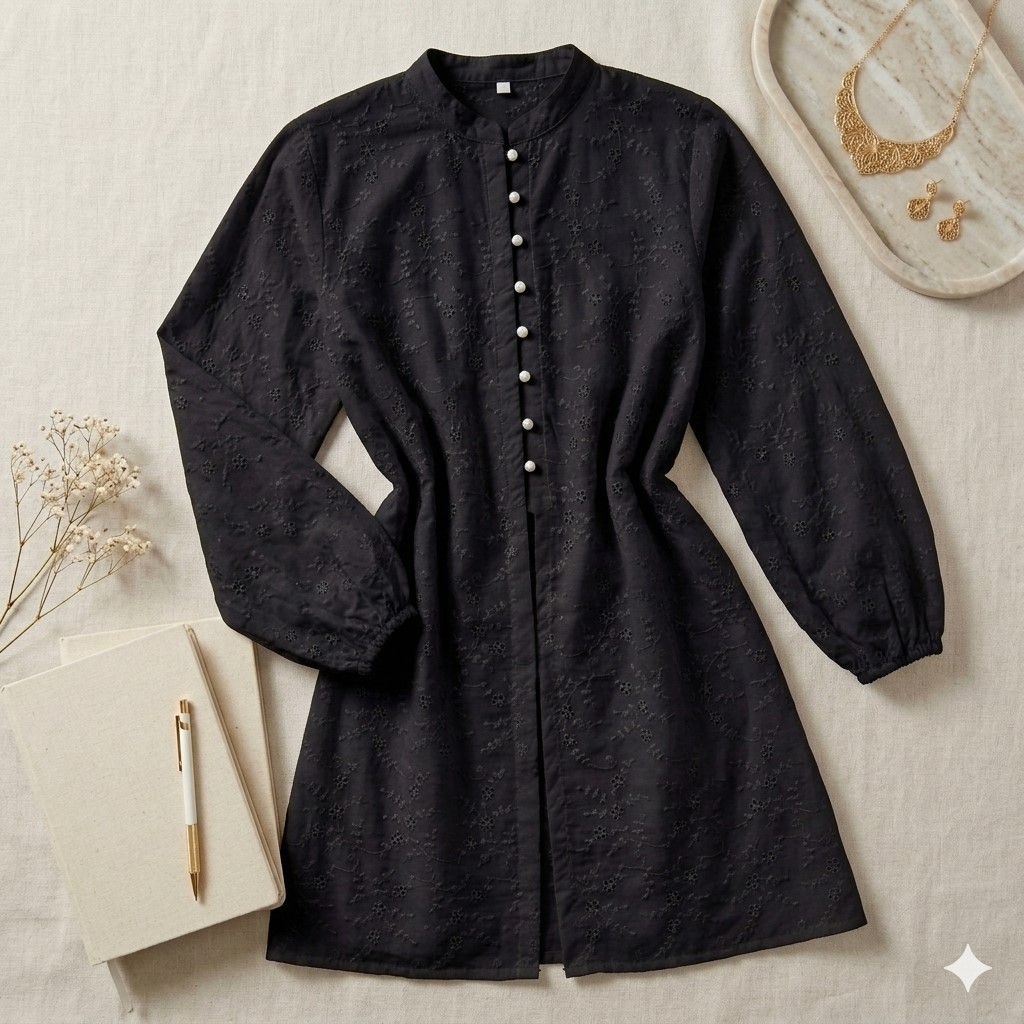 atasan Chea Tunik Wanita Katun Bordir Cotton Bolong Premium Jumbo Putih Tunic Kondangan Elegan