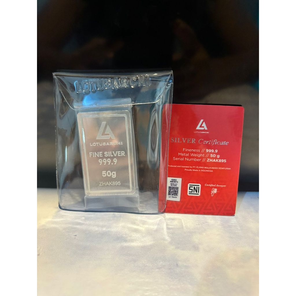 Lotus Archi Perak Batangan 999,9 50 Gram 100 Gram - Murni, Elegan, Investasi Aman