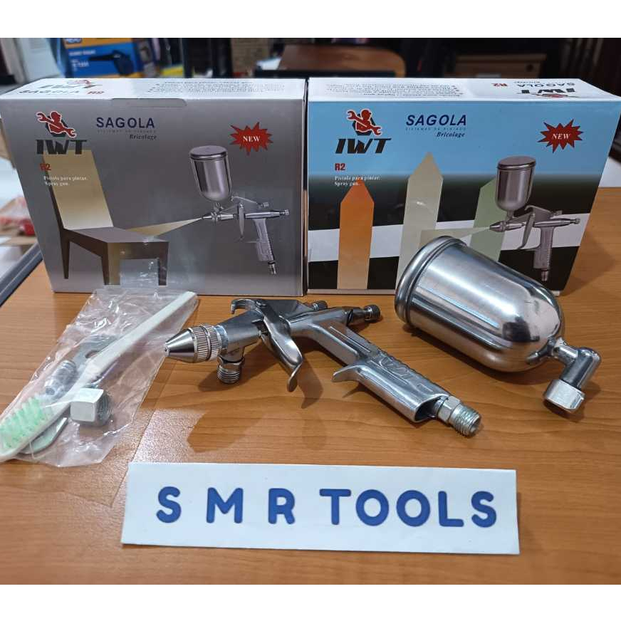 Spray Gun R2 K2 IWT SAGOLA Tabung Atas 200ml / Spet Cat Kecil Nozzle 0.5mm Alat Semprot Cat Airbrush