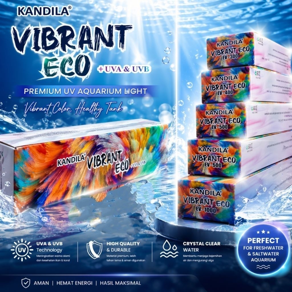 LAMPU KANDILA VIBRANT ECO EV 300 / EV 400 / EV 500 / EV 600 / EV 800 / EV 1000 + UVA & UVB LED AQUAR