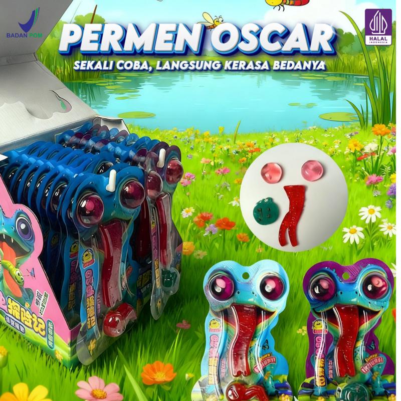 Permen Karakter Oscar Kenyal Bentuk Unik Rasa Buah Segar 2pcs / Permen Jelly Lembut