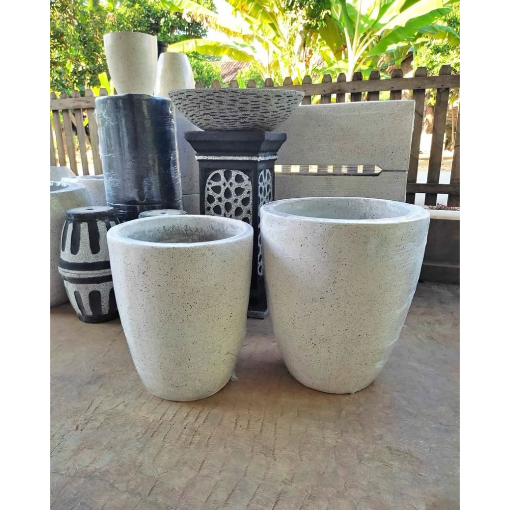 POT BUNGA SEMEN TINGGI 50 MOTIF TERAZZO MINIMALIS