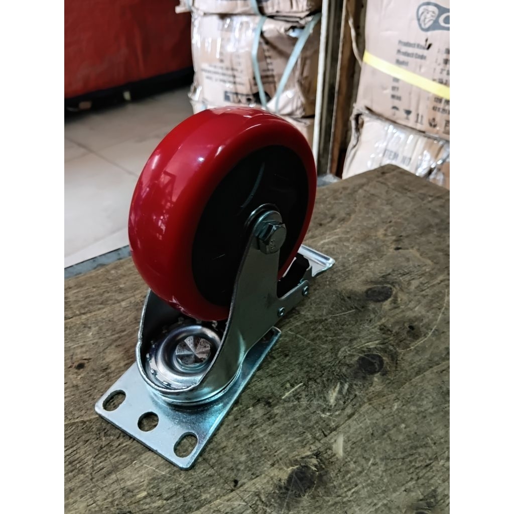 Roda pu medium 5inch rem MURAHHH roda troli 5"
