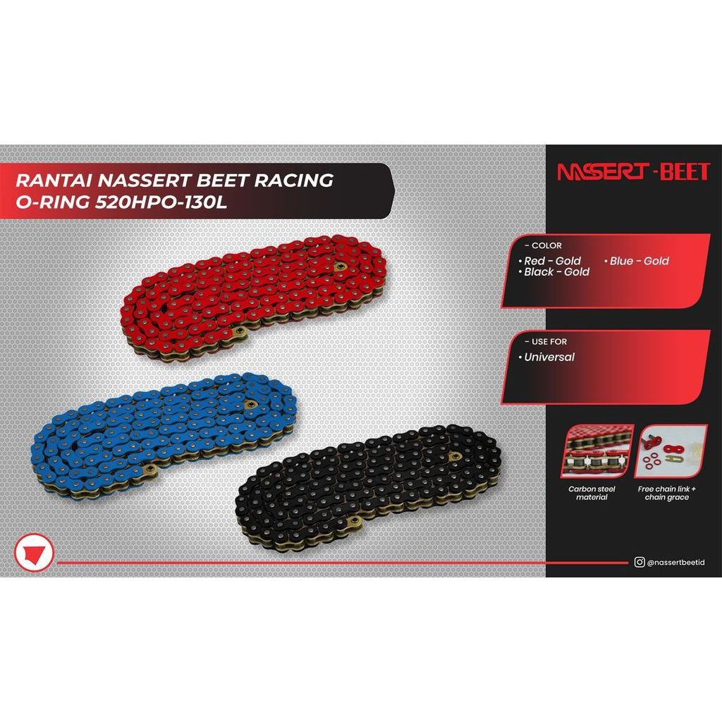 Rantai Nassert Beet Racing O-Ring 520HPO 130L | Rantai Motor Awet Tahan Lama