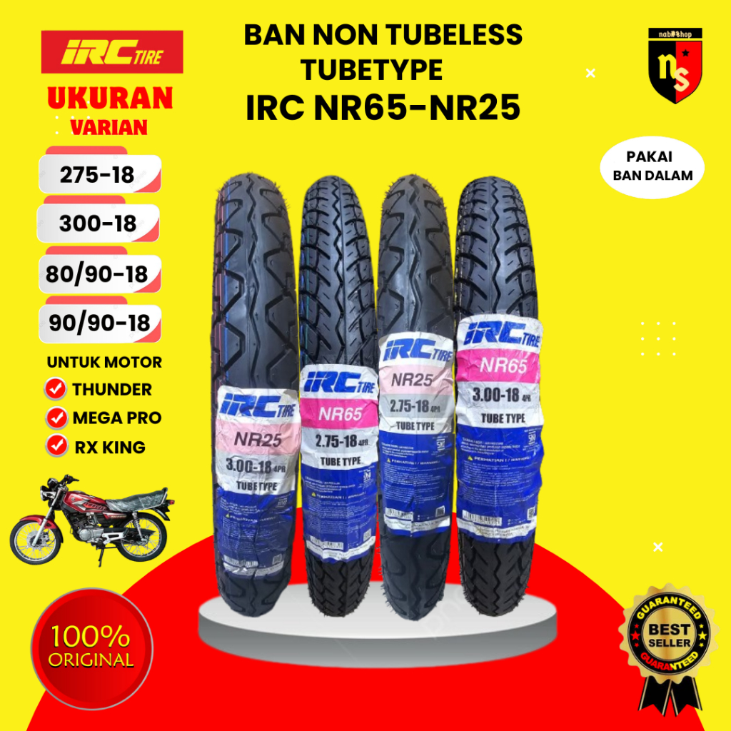 BAN LUAR MOTOR IRC RING 18 RX KING TYPE NR25 TUBETYPE