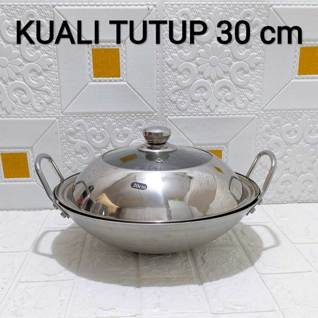 WAJAN / KUALI STAINLESS STEEL UK 30 CM  + TUTUP KUALI / WAJAN 1 SET