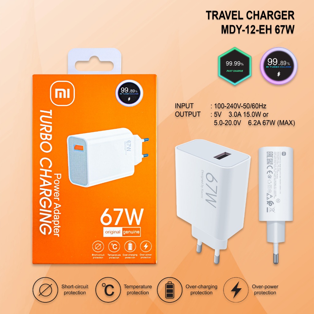 Batok Charger Xiaomi MDY-12-EH 67W Fast Charging Portabel Ori 99