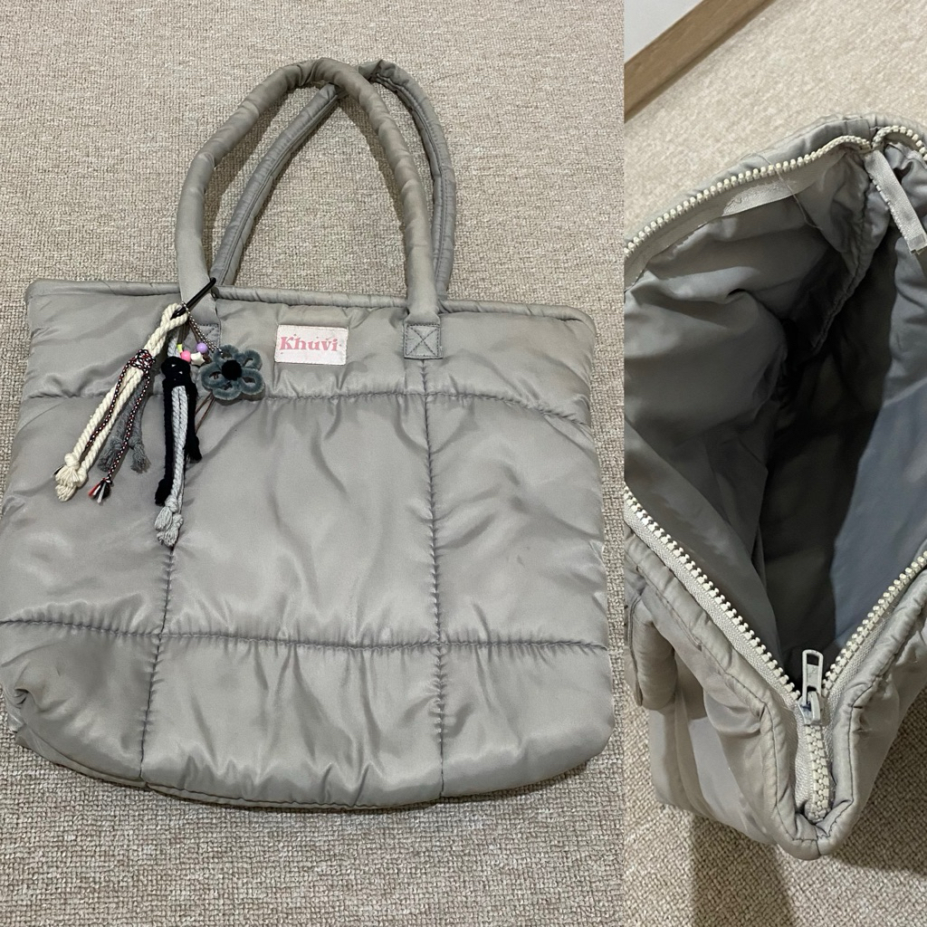 Preloved Puffy Bag | Tote Bag Khuvi Light Grey Abu Muda