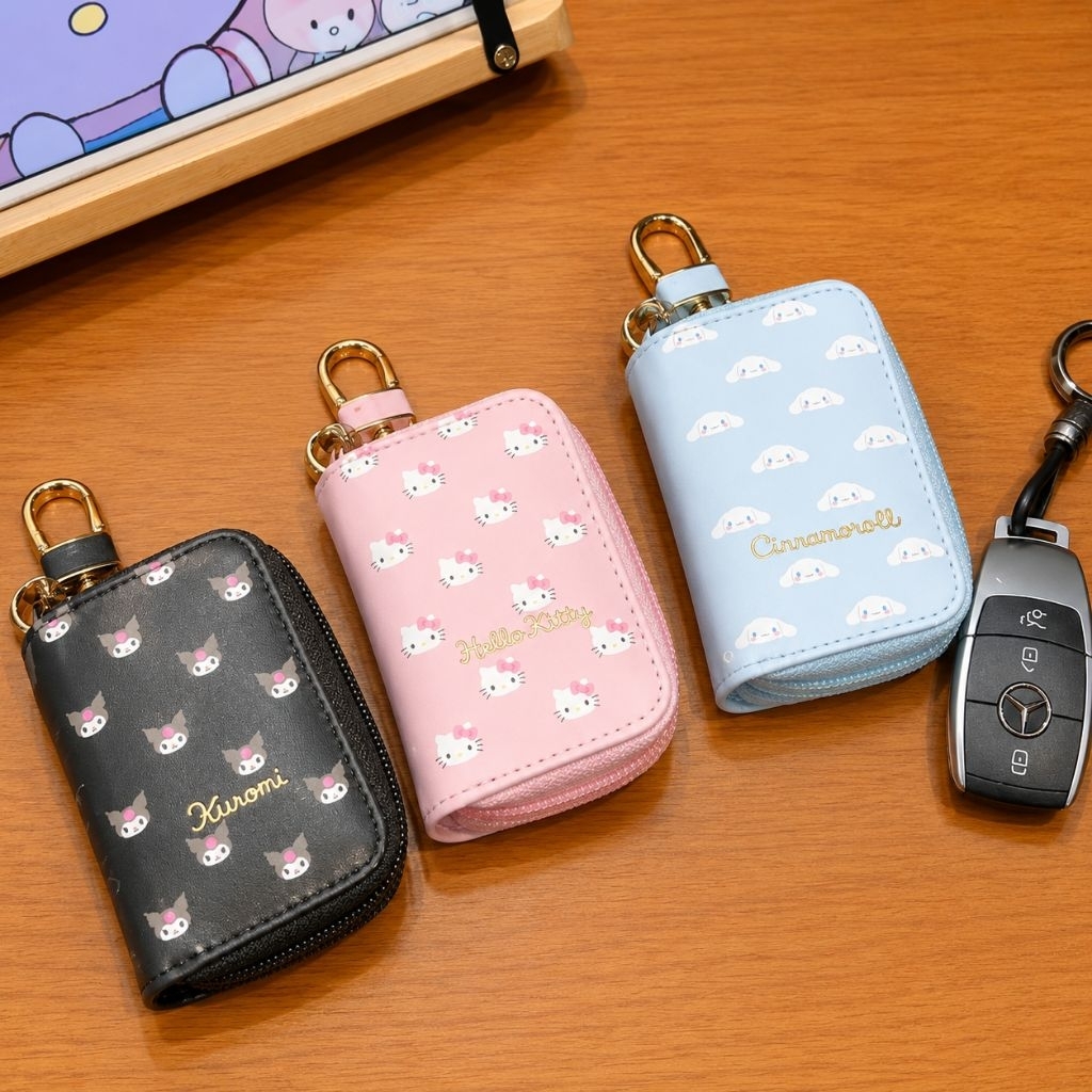 SANRIO ORIGINAL Cute Sanrio Car Key Wallet Multifunction Organizer Dompet STNK Dompet Kunci Mobil Sa