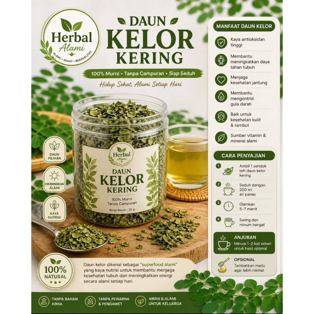 Daun Kelor Kering 1kg Daun Kelor kering