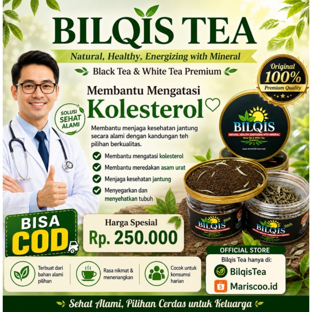 BILQIS TEA - Teh Hitam dan Teh Putih Premium, Teh Kaya Antioksidan Menjaga Kesehatan Jantung