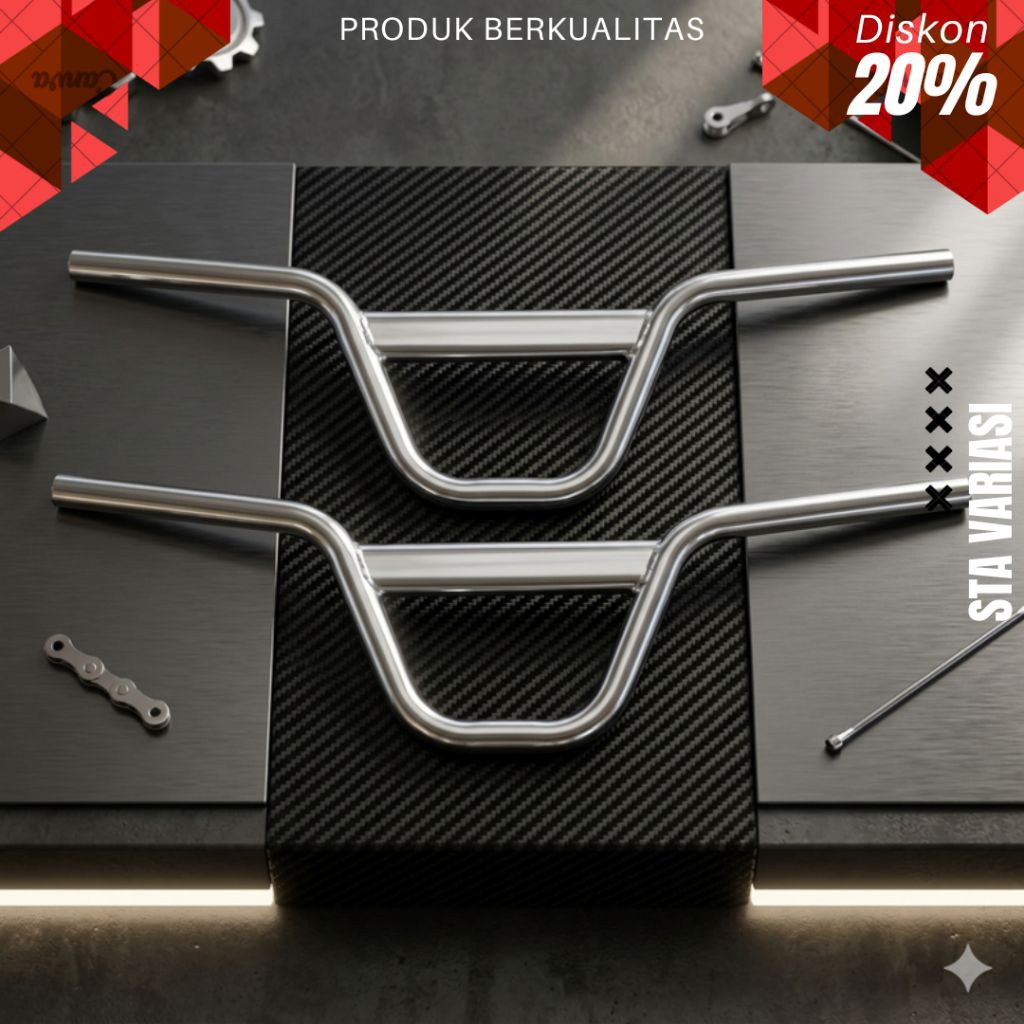 Stang Sepeda BMX - Material Baja Hitam, Desain Kotak, Mudah Dirakit,Stir BMX Model Lurus