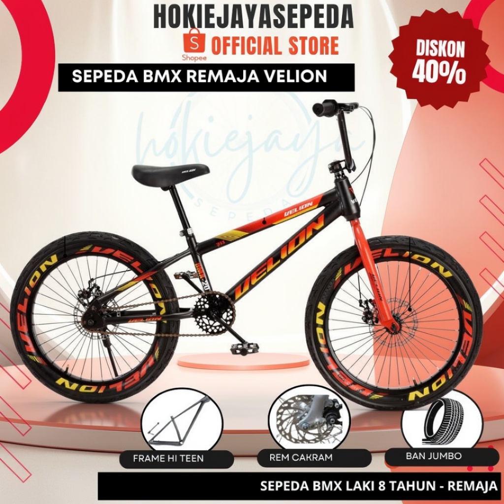 Sepeda BMX Remaja VELION I Rem DISC BRAKE DAN V BRAKE I Ban 2.40 dan 3.0 I untuk anak 9 tahun sampai