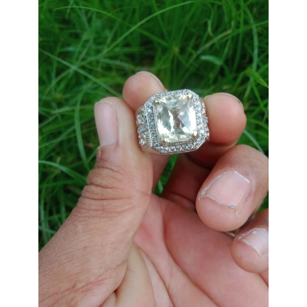Cincin natural permata lemon citrine