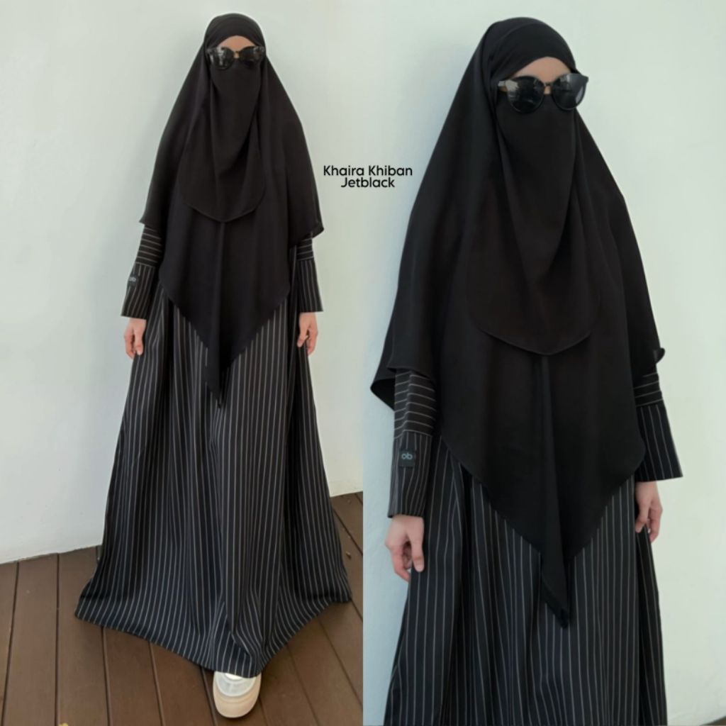 Outlet Bunda |  Khaira  Khiban Jetblack- Hijab Haji Umroh Syari