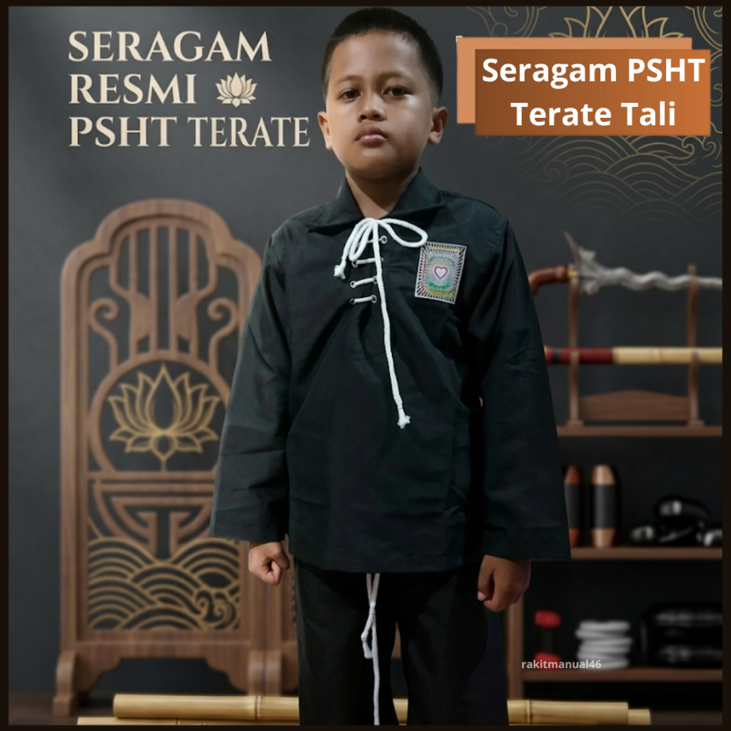 Satu Stel Baju Silat PSHT Anak Tali Celana + Sabuk - Seragam Siswa PSHT Standar Latihan