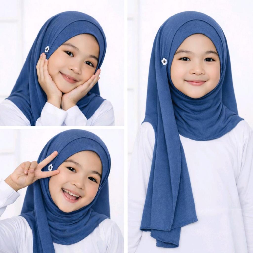 Ermia Hijab | Hijab Pashmina Kancing Anak / Pastan Kancing Anak Perempuan