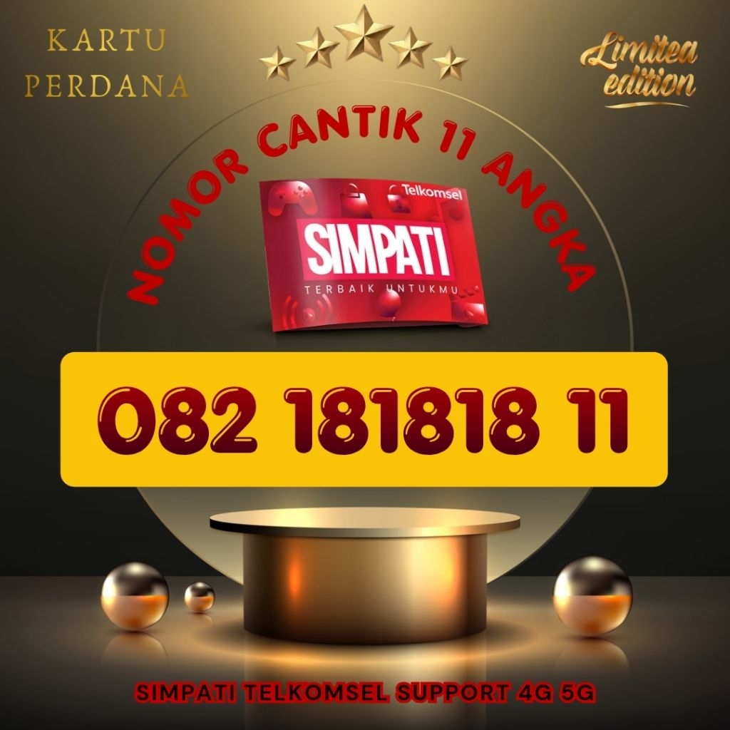 NEW 1818 Nomor Cantik Simpati 11digit 11angka 4G 5G Telkomsel Simpati 3G 4G 5G Kartu Perdana Telkoms