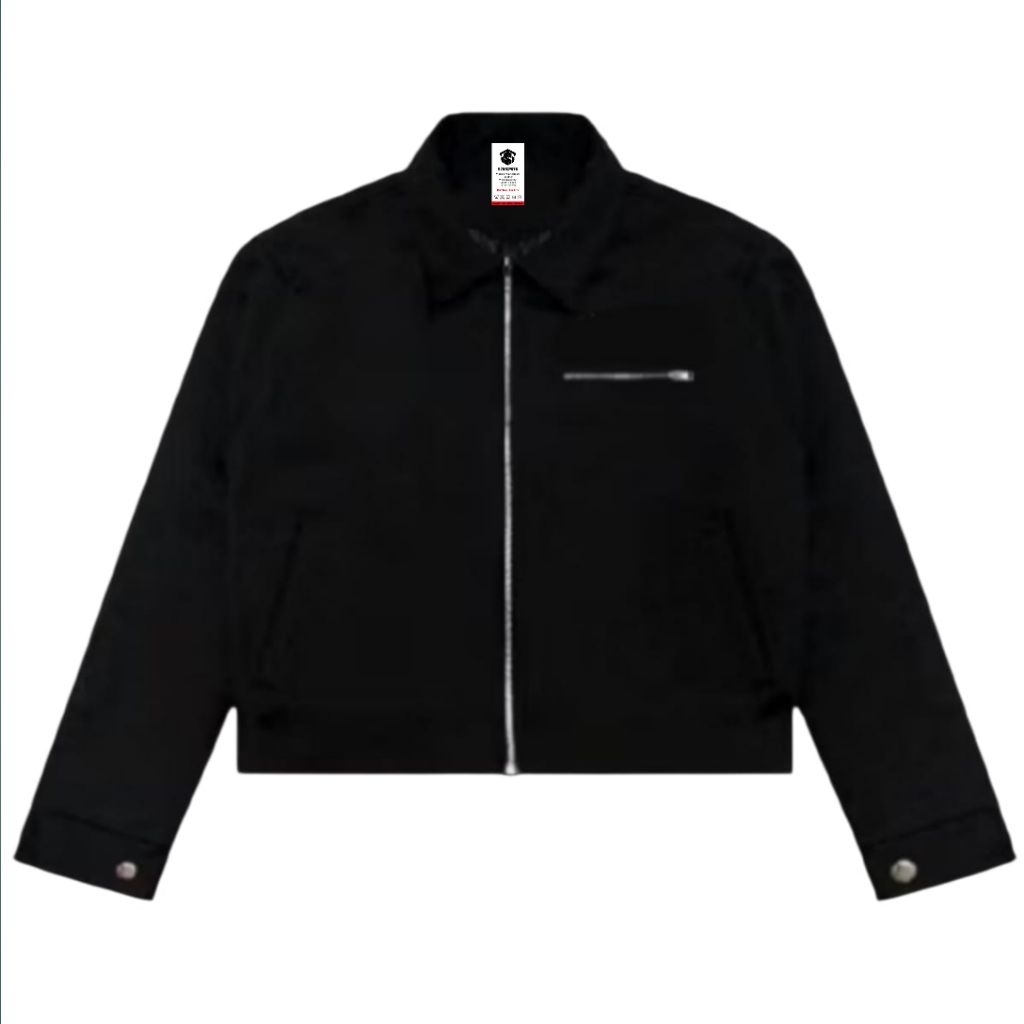 Stampato Work Jacket Boxy polos- jaket boxy polos hitam Unisex