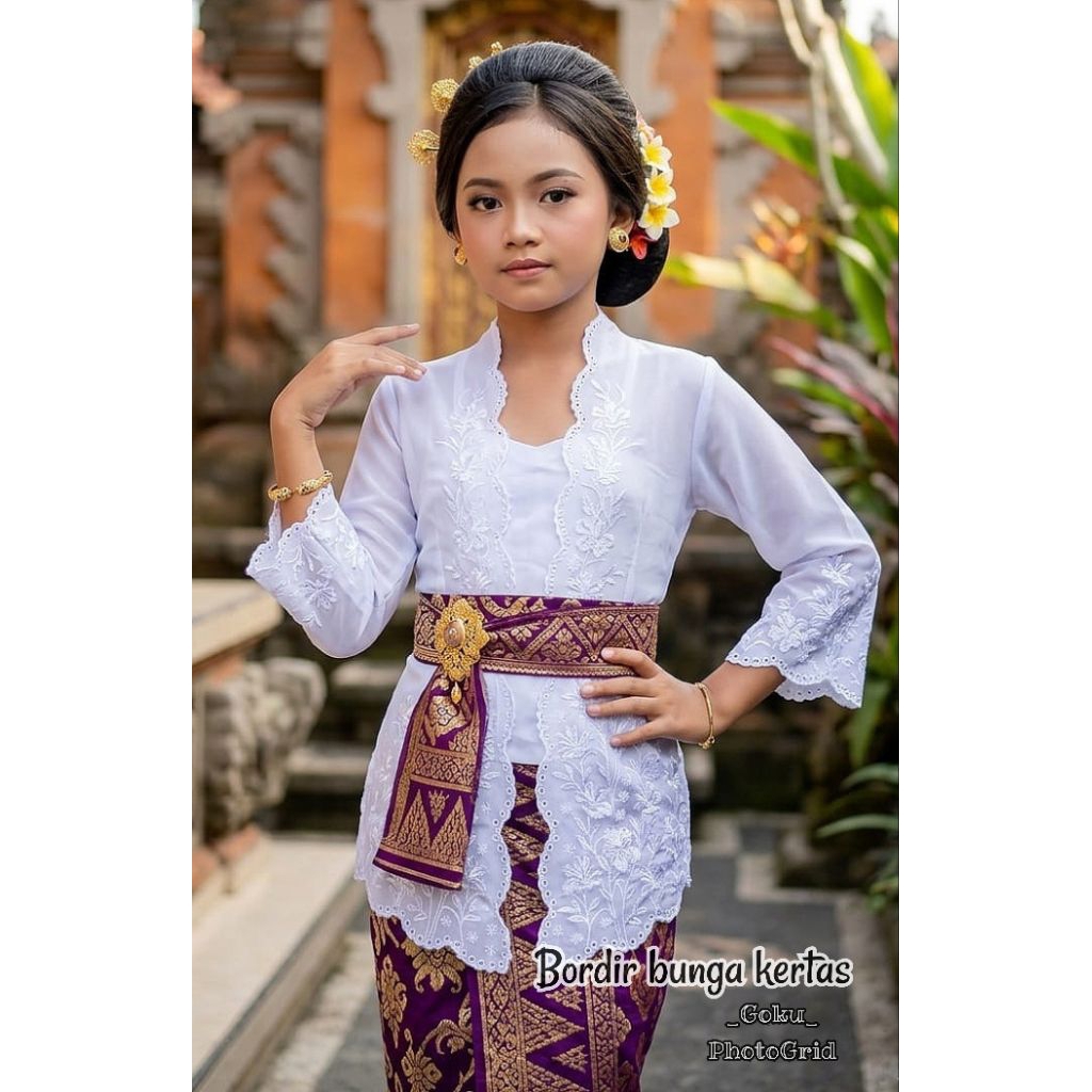 kebaya anak bordir putih(baju aja)