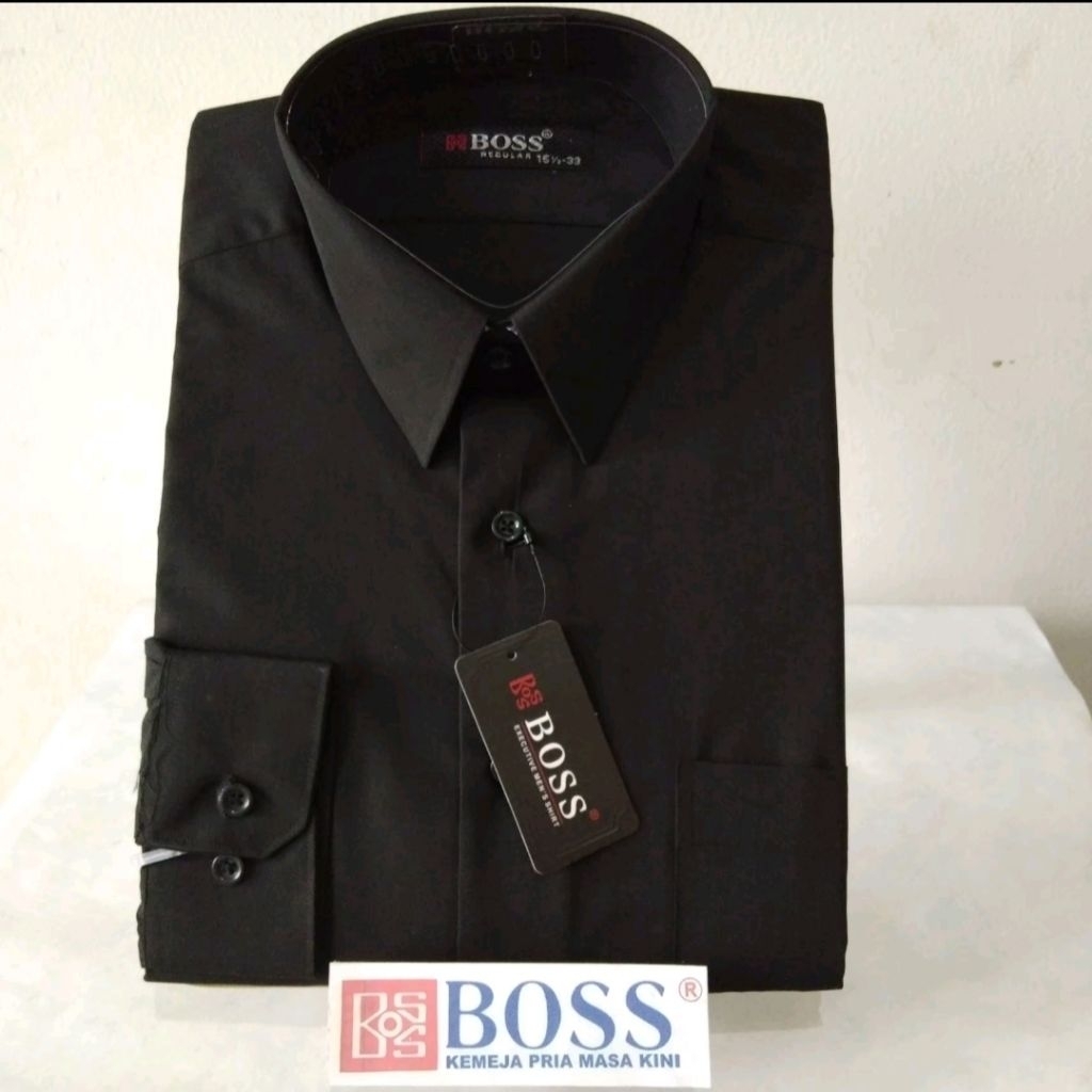 Kemeja polos pria tangan pendek BOSS