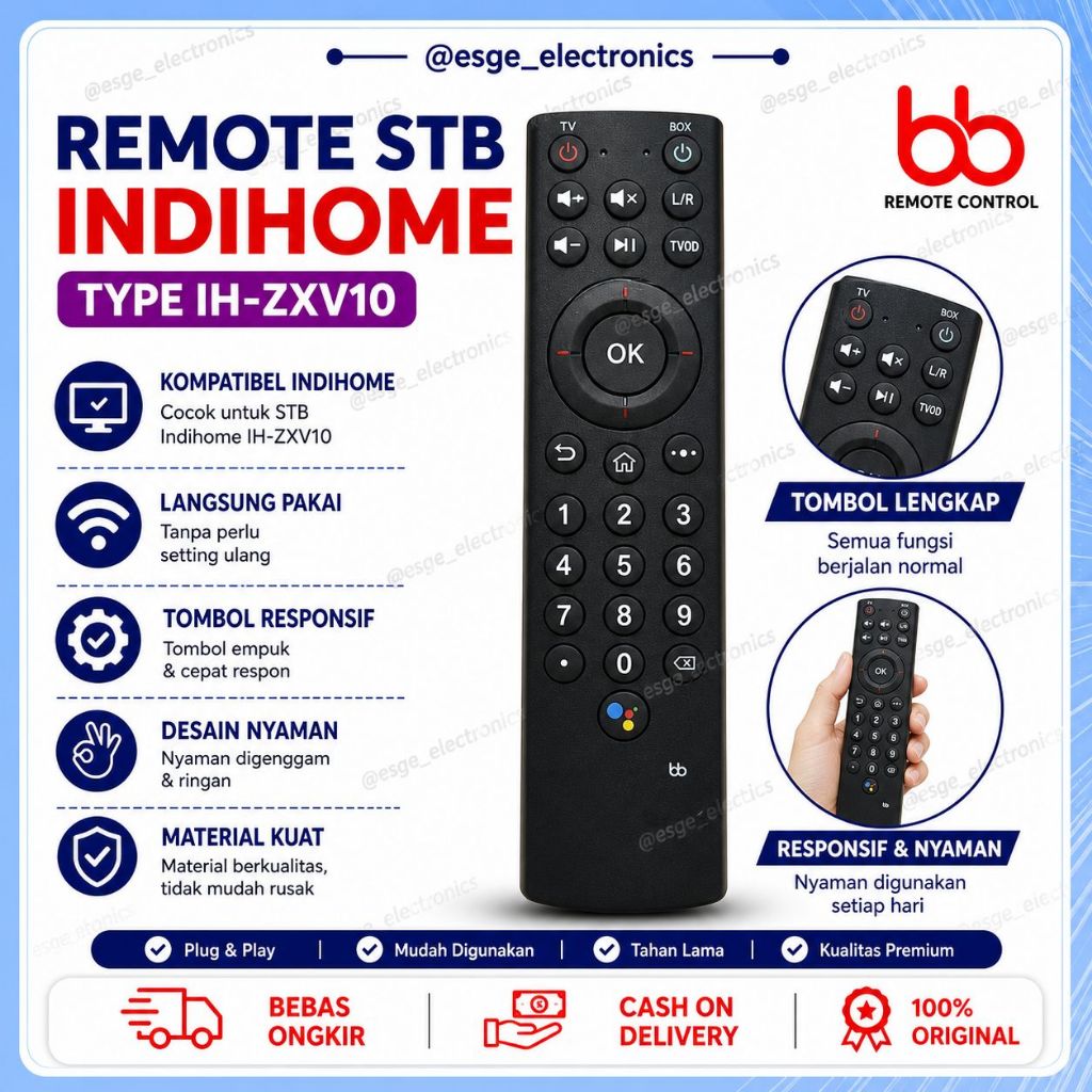 ORIGINAL REMOTE STB INDIHOME BB IH-ZXV10 REMOT STB INDIHOME