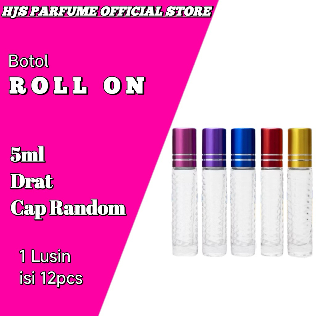 (PERLUSIN/ISI 12PCS) BOTOL ROLL ON 5 ML - BOTOL PARFUM - BOTOL KOSONG ROLL ON 5 ML