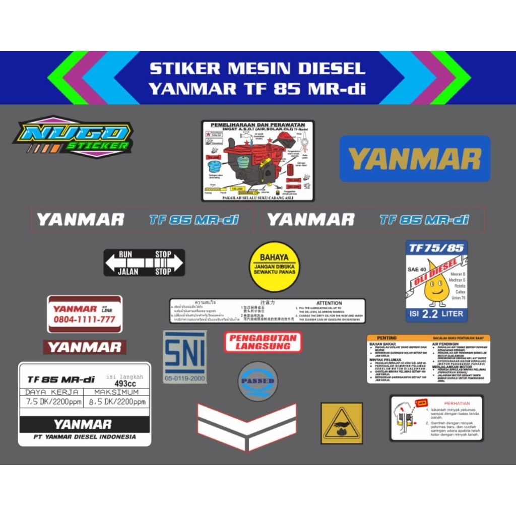 Stiker mesin YANMAR TF 85 MR-di