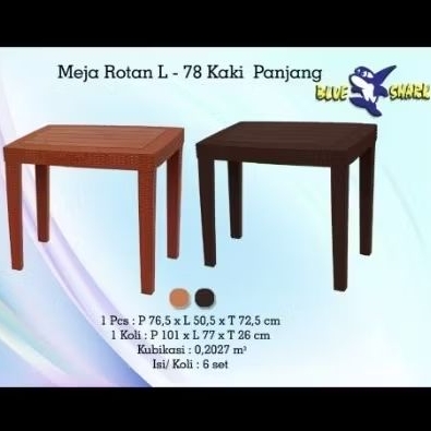 MEJA ROTAN PANJANG KAKI PANJANG / MEJA TERAS / MEJA TAMU / MEJA PLASTIK BLUESHARK - MANADO