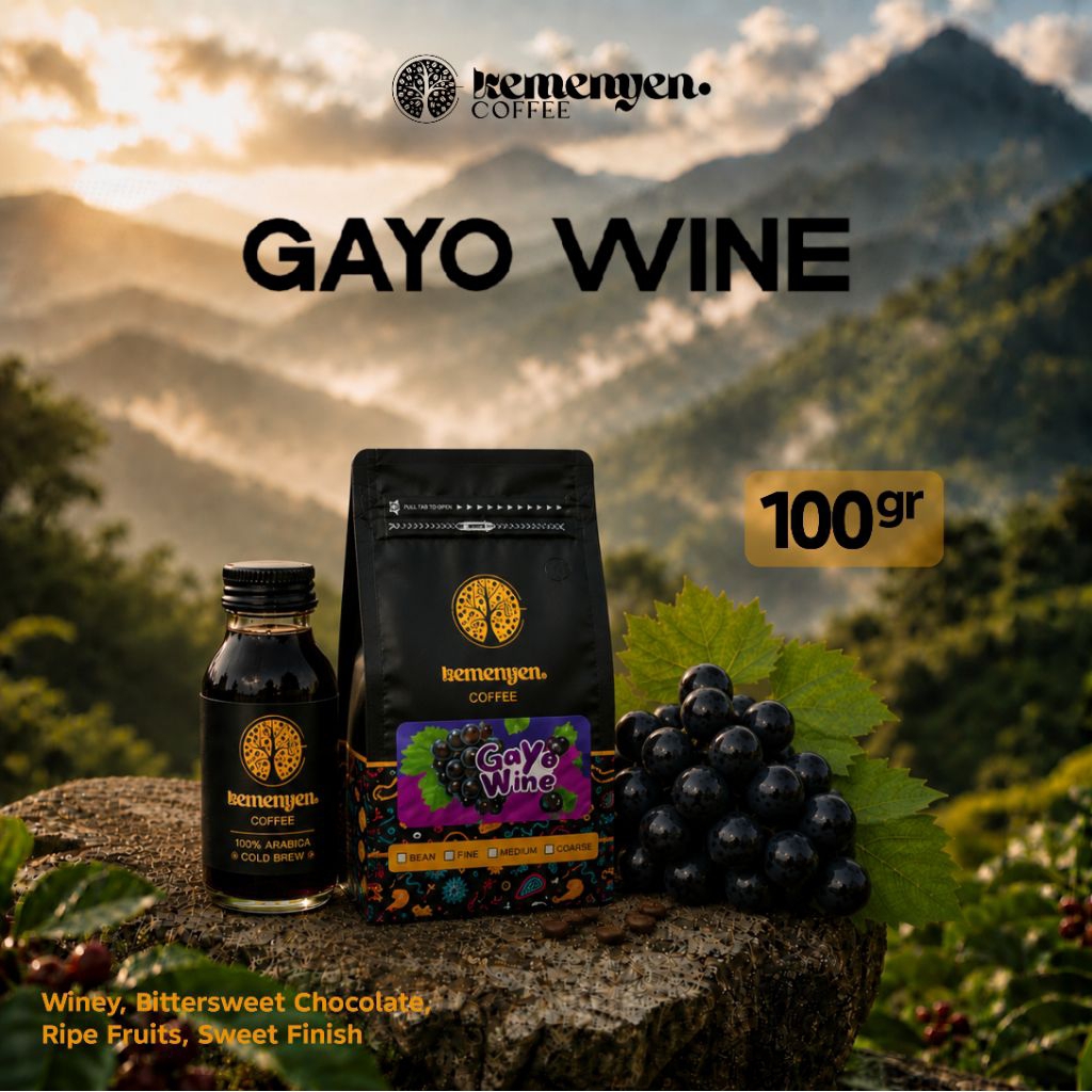 Kemenyen Coffee Kopi Arabika Gayo Wine - 100gr