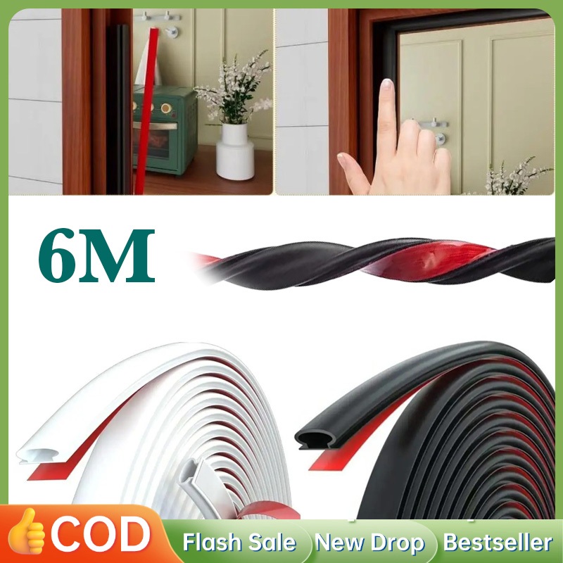 6m Seal Peredam Angin Pintu Lis Anti Benturan Kedap Suara Penahan Debu Strip Persegel Pintu Seal Pin
