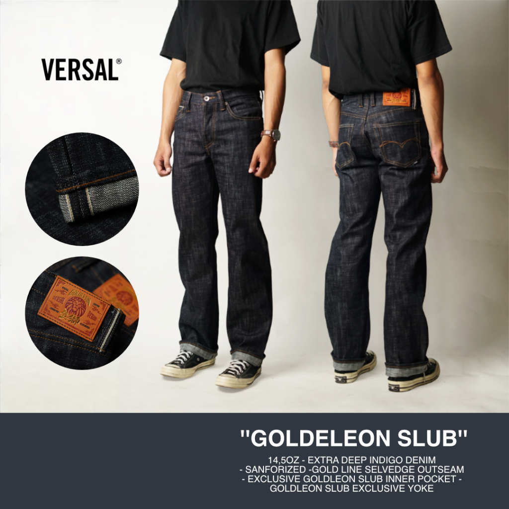 Versal The Finest-GOLDLEON SLUB 14,5oz Gold Line Selvedge Denim (Ready Stock)