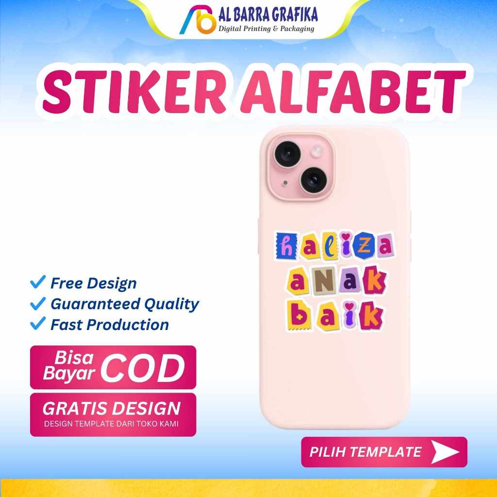 Stiker Alfabet Huruf A-Z | Stiker Dekorasi Scrapbook | Aesthetic Sticker Decorative Alphabet Sticker