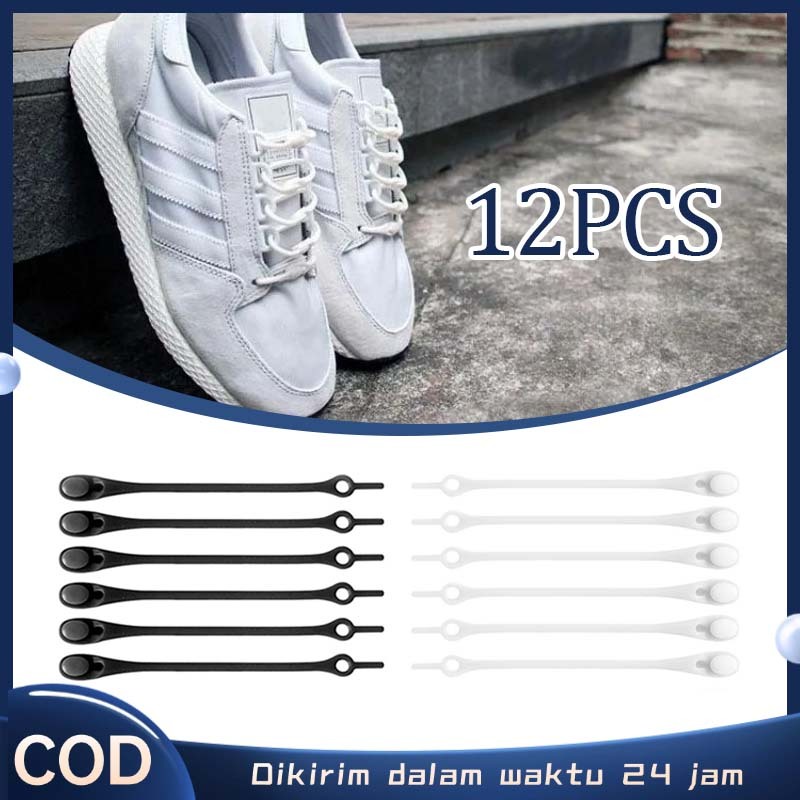 12pcs/bag Tali Sepatu Malas Lazy Shoelace V-tie Tali Sepatu Tali Sepatu Silikon Elastis Tali Sepatu 