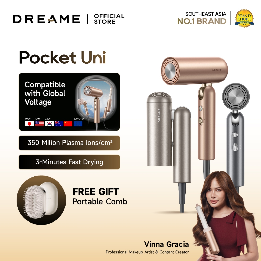Dreame Pocket Uni Hair Dryer | SmartVolt™ Global Voltage | Travel-Friendly | Pengering rambut Curlin
